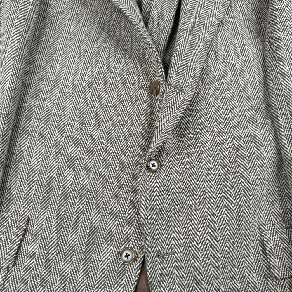 J. Press Herringbone Tweed Blazer Sport Coat Men's Size 48R Made In USA Cotton